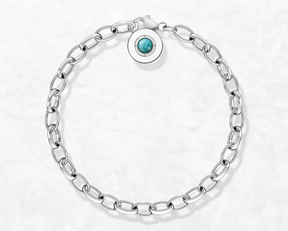 BLUE LINK CHAIN CHARM BRACELETS