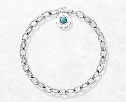 BLUE LINK CHAIN CHARM BRACELETS