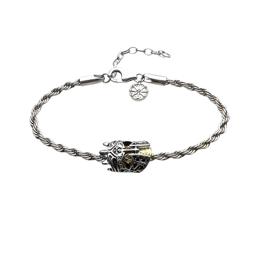 SKULL KNIGHT KARMA WHEEL WIRE CHAIN BRACELET