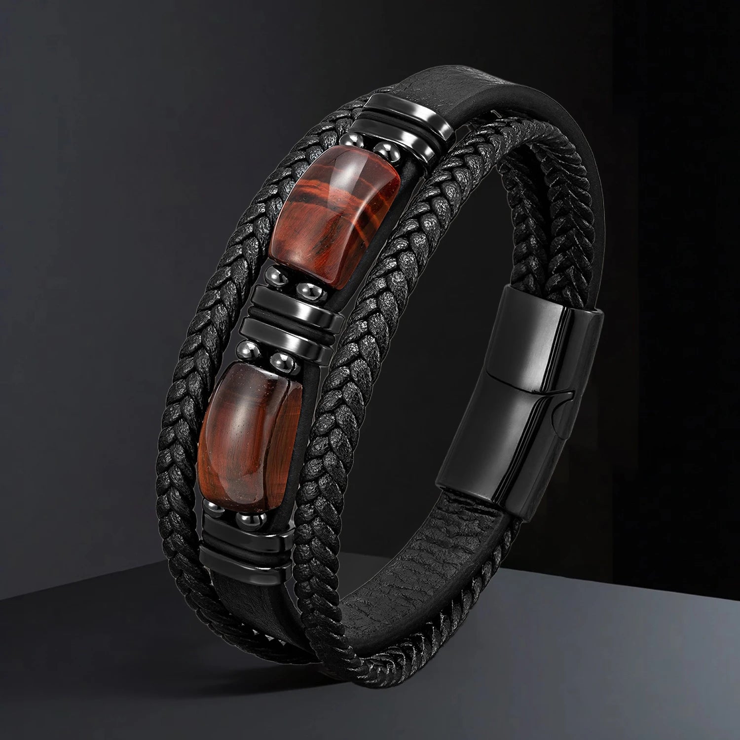 LEATHER BRACELET WITH NATURAL STONE – ONEZARO