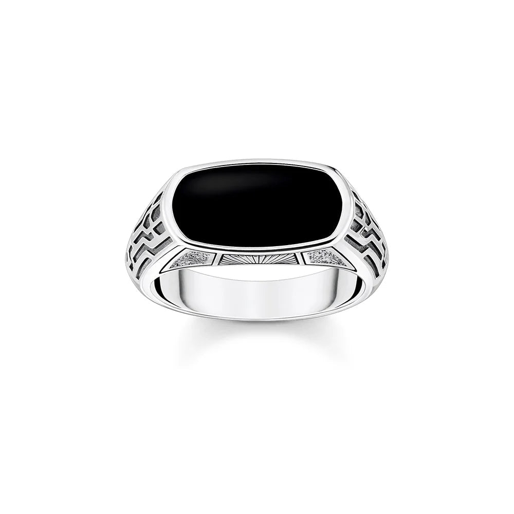 RING WITH SILVER AND BLACK ONYX