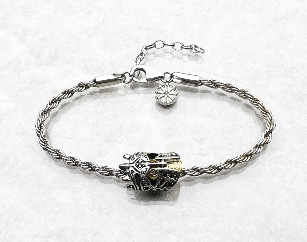 SKULL KNIGHT KARMA WHEEL WIRE CHAIN BRACELET
