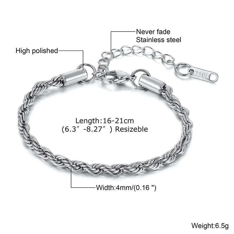 STAINLESS STEEL ROPE CHAIN BRACELET
